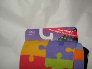   Little Miss Matched Girls Puzzle Piece Tights Size 4 9 Years  