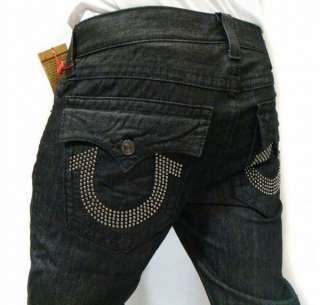 NWT TRUE RELIGION Mens Jeans Billy Bass Nickel Stud Logo Horshoes 