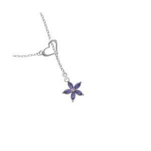 Flower with Purple Resin Petals and Purple Swarovski Crystal Silver 