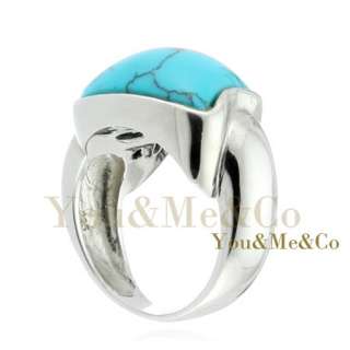 Natural Turquoise 925 Sterling Silver Cocktail Ring Size 8  