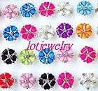 wholesale 25ps Rhinestone crystal lucite flower adjustable size rings