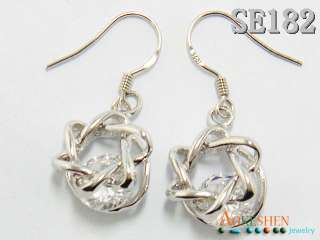 2pcs 1pair 925 Sterling Silver solid charm Dangle eardrop jewelry 