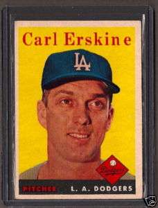 CARL ERSKINE, Dodgers—1958 Topps Card #258—NICE CARD  