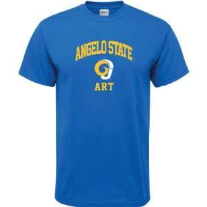  Angelo State Rams Royal Blue Art Arch T Shirt Sports 