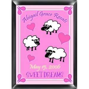 Personalized Baby Name Sign Baby Girl Sheep Nursery Decor  