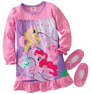 My Little Pony Nightgown & Slippers Pajamas pjs Size 2T 3T 4T  