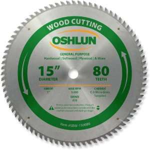   15 Inch 80 Tooth ATB General Purpose Saw Blade with 1 Inch Arbor Home