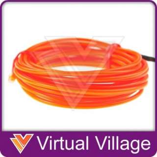 3m 9.8FT EL Wire Neon Orange Glow Light Battery Driver  