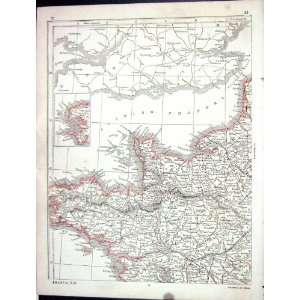   Antique Map 1853 North West France British Channel