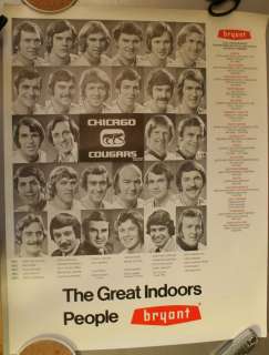 1974 Chicago Cougars WHA Poster Pat Stapleton Backstrom Paiement 