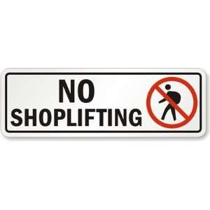  No Shoplifting (with Graphic) Aluminum Sign, 12 x 4 