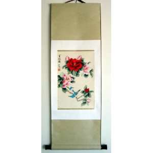  Chinese Art Silk Water Color Painting Scroll Flower 