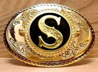 Initial S Belt Buckle Mens Western Style Medallion Made in Amercia 