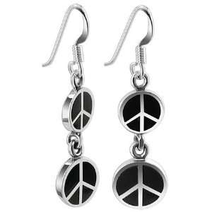   Double Peace Sign on French Wire Back Finding Dangle Earrings Jewelry