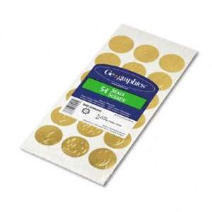  Self Adhesive Embossed Gold Seals   Gold, 54 per Pack(sold 