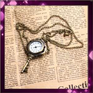   white form round key ancient Watch coppercolor chain 1pcsW0389 Beauty