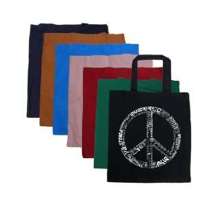 Small Brown Peace Symbol Shirt Tote Bag   Made using the word PEACE 