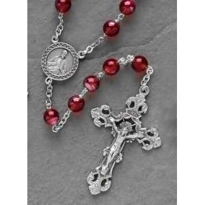  Ruby Venetian Beaded Rosary With 8MM Glass Beads 22 #3038 