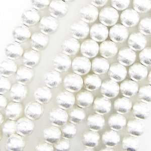    8mm .925 sterling silver brushed round beads 4 pcs