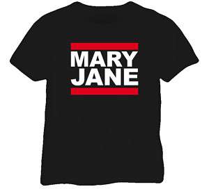 Mary Jane Weed Smoke Marijuana Cannabis Black T Shirt  