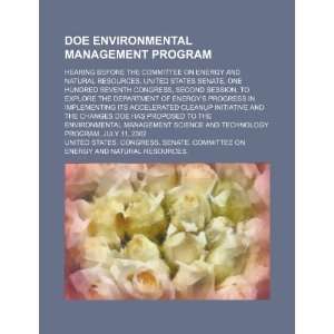  DOE environmental management program hearing before the 