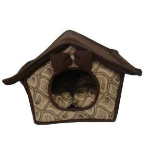  Best Pet Dog House Bed Brown Roof with Chain Link Suede 