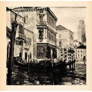  1939 Photogravure Georges Dufrenoy Venice Canal Italy 