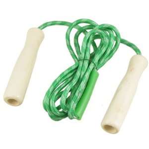   Wooden Grip 2.3M Green Rubber Jump Skipping Rope