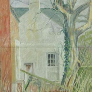 English Impressionist Cottage Garden Pastel Drawing  