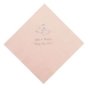 Personalized Two Hearts Luncheon Napkins   Pink   Tableware & Napkins
