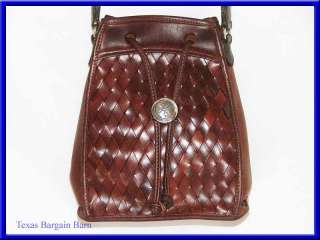   PURSE ~ Brown Leather Western/Southwest/Weave/Shoulder Bag  