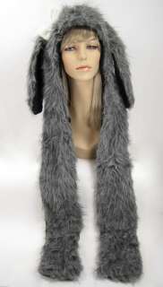 Faux Fur HOOD Floppy Ears DOG animal with BOW long arms TEEN Hat gift 