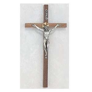  10 Walnut Stained Wall Crucifix with Two Toned Corpus 