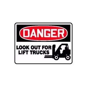   LOOK OUT FOR LIFT TRUCKS (W/GRAPHIC) 10 x 14 Dura Aluma Lite Sign