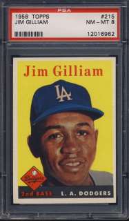 1958 TOPPS #215 Jim Gilliam GRADED PSA 8  