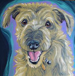   Custom Dog Art Original Acrylic Painting 8 x 8 Carla Smale BobbysBears