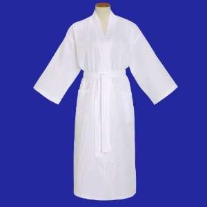    100% Cotton Lightweight White Basic Waffle Kimono Bathrobe Beauty