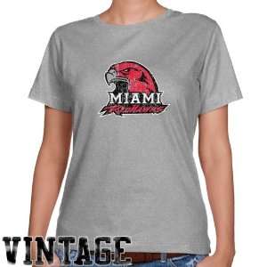  NCAA Miami University RedHawks Ladies Ash Distressed Logo 