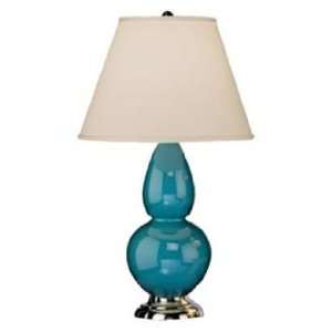  Robert Abbey 22 3/4 Peacock Blue Ceramic and Silver Lamp 