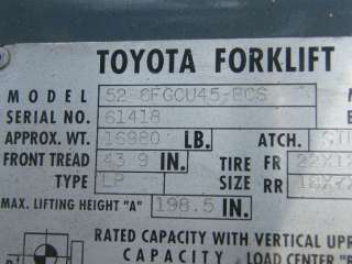 Toyota 8,500lb Solid Tire Forklift 198 w Side Shift in Swedesboro NJ 