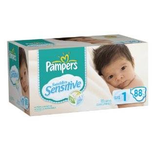 Pampers Swaddlers Sensitive Diapers, Super Pack, Size 1, 88 Count