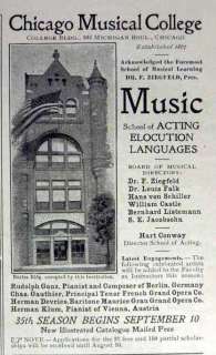   is an original print advertising for Chicago Musical College