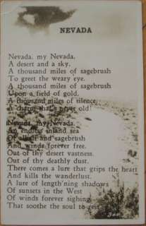 1930 Realphoto NV Postcard with Nevada My Nevada Poem  