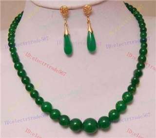 Exquisite Green Jade Gems Jewelry Necklace Earring 18  