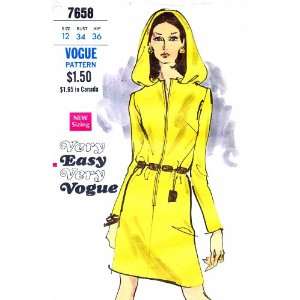  Vogue 7658 Vintage Sewing Pattern Hooded Dress Size 12 