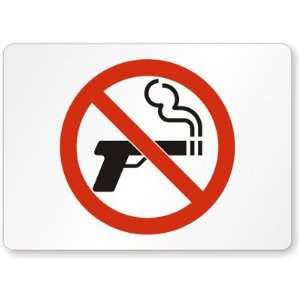  No Smoking, (Smoking Gun) Plastic Sign, 14 x 10 Office 