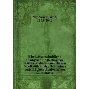   theologischen Gutachtens Jacob, 1895 1945 Neubauer Books