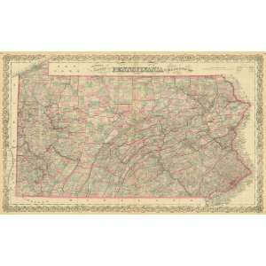  Colton 1881 Antique Map of Pennsylvania