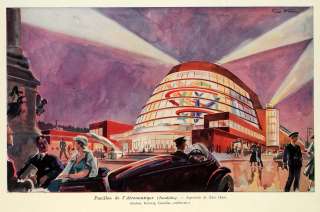 1937 Print Paris Exposition Geo Ham Aeronautics Aeronautique Pavilion 