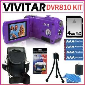  Vivitar DVR810 8.1MP HD Digital Camcorder Purple + 4GB 